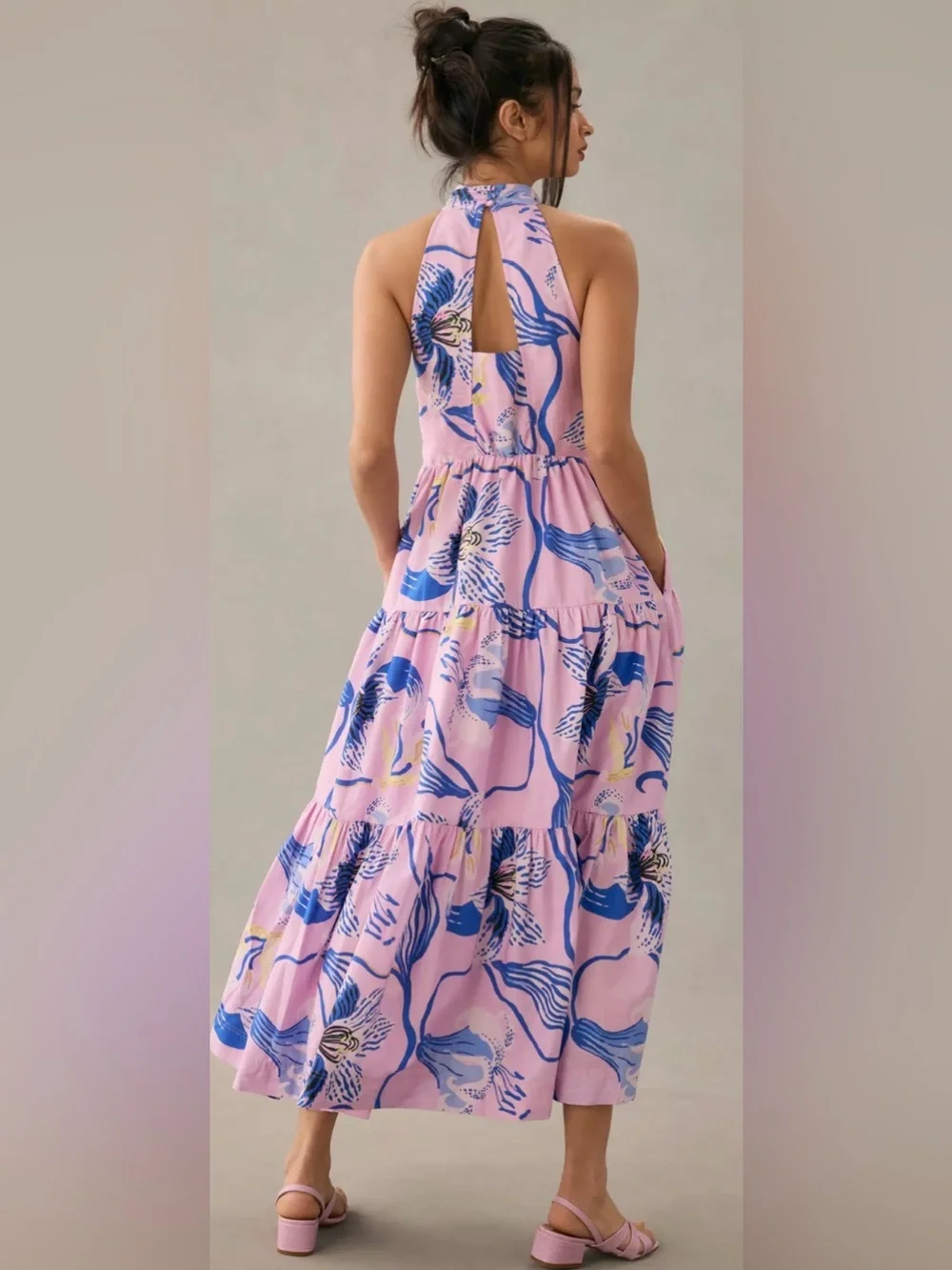 Maeve Anthropologie Pink Floral Maxi Dress- Size 10 - Picture 5 of 7